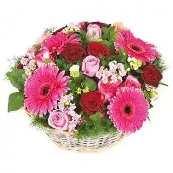 بائع زهور جمع شمل- تكوين زهور الرمان الوردي باقة الزهور