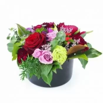 Les Anses-dArlet λουλούδια- Σύνθεση από κόκκινο τριαντάφυλλο & μοβ Phoeni Λουλούδι Παράδοση
