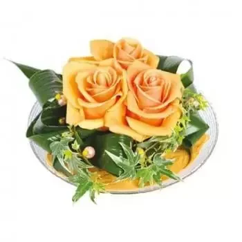 Aiguines kwiaty- Kompozycja pomarańczowych róż ochry Kwiat Dostawy