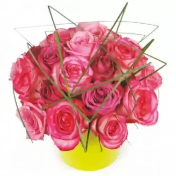 Aigrefeuille-sur-Maine bunga- Komposisi mawar merah muda Traviata Bunga Pengiriman