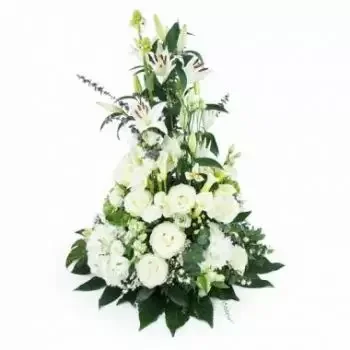 Pæn online Blomsterhandler - Højdesammensætning af Zephyr hvide blomster Buket