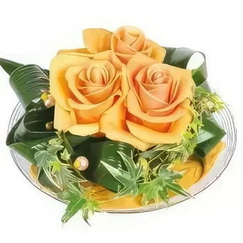 Στρασβούργο λουλούδια- Σύνθεση από πορτοκαλί τριαντάφυλλα ώχρα Μπουκέτο/ρύθμιση λουλουδιών