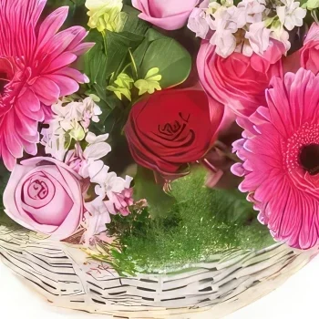 بائع زهور مونبلييه- تكوين زهور الرمان الوردي باقة الزهور