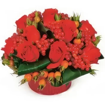 Pau flowers  -  Composition of red flowers Malaga Flower Bouquet/Arrangement