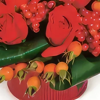 Pau květiny- Složení červených květů Malaga Kytice/aranžování květin