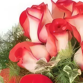 Pau-virágok- Vörös rózsák összetétele Finom Virágkötészeti csokor