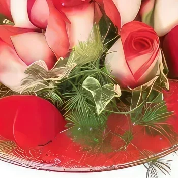Montpellier kukat- Punaisten ruusujen koostumus Hienovarainen Kukka kukkakimppu