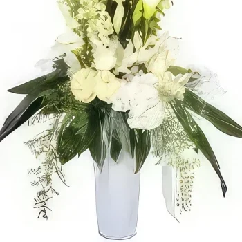 Tarbes bunga- Komposisi bunga lili Kemenangan putih Rangkaian bunga karangan bunga