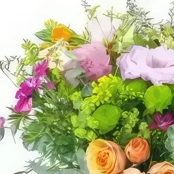 Frankrijk bloemen bloemist- Landelijk & kleurrijk boeket Messina Boeket/bloemstuk