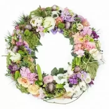 Sinnamary Florarie online - Coroană de țară cu flori pastelate Damona Buchet