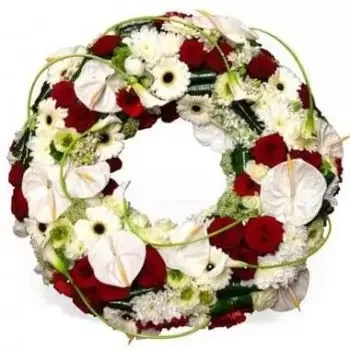 Toulouse online bloemist - Rode en witte rouwkrans Infinity Rest Boeket