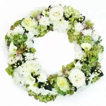 fiorista fiori di Strasburgo- Corona di fiori bianchi di Aristofane Fiore Consegna