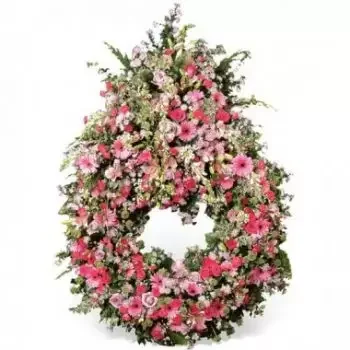 انتري دوكس الزهور على الإنترنت - إكليل الزهور الوردية الصفاء الأبدي باقة