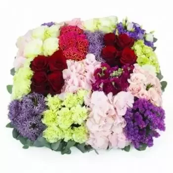 flores Burdeos floristeria -  Cojín Cuadrado De Tablero De Ajedrez Con Flor