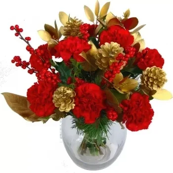 מילאנו פרחים- חג המולד הזהב זר פרחים/סידור פרחים