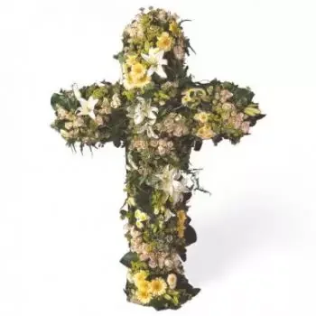 bordeaux  - Uniwersalny Krzyż Z Kwiatów żałobnych 
