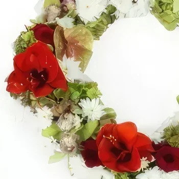 fiorista fiori di bordò- Corona di fiori Apollodore rossi e bianchi Bouquet floreale