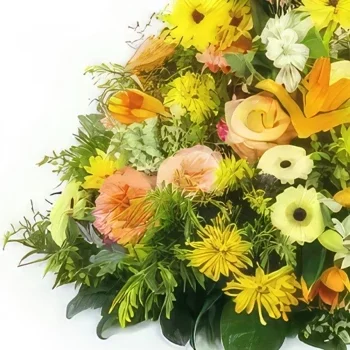 Pau blomster- Pude i højden gul & orange Apollon Blomst buket/Arrangement