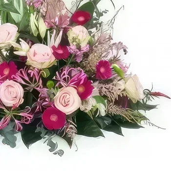 fleuriste fleurs de Bordeaux- Coussin de fleurs pastels en hauteur Tirynthe Bouquet/Arrangement floral