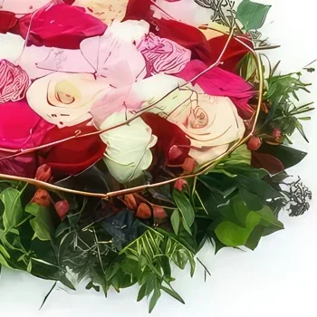 Tarbes цветя- Възглавница от червени и розови рози от Микен Букет/договореност цвете