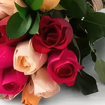 São Paulo blomster- Bukett med 24 fargerike roser Blomsterarrangementer bukett