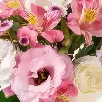 רסיפה פרחים- סידור ציפורנים, ורדים וסטרומליה זר פרחים/סידור פרחים