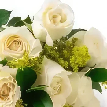 Belém blomster- Bukett med 15 hvite roser og løvverk Blomsterarrangementer bukett