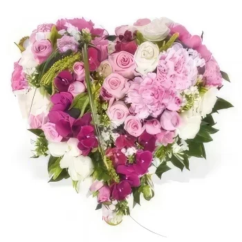 Бордо цветя- Мечтано сърце в розови цветя Букет/договореност цвете