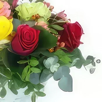 بائع زهور نانت- تكوين الورود الملونة الباسو باقة الزهور