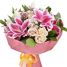 El Pepeto blomster- Bukett med rosa liljer og hvite roser Blomsterarrangementer bukett