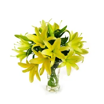 Włochy kwiaty- Bukiet żółtych Lilii