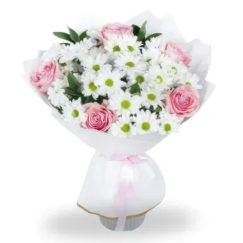 fiorista fiori di Norvegia- Elegante bouquet di rose rosa e crisantemi Fiore Consegna