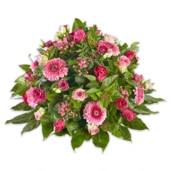 Turkmenistan Online Florist - Begravningssammansättning lila och rosa Bukett