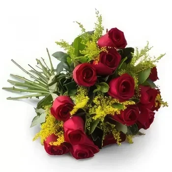 Salvador blomster- Spesiell bukett med 15 røde roser og løvverk Blomsterarrangementer bukett