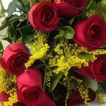 Belém blomster- Spesiell bukett med 15 røde roser og løvverk Blomsterarrangementer bukett