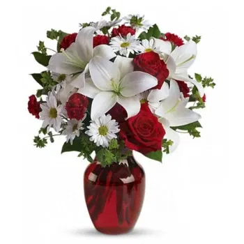 Włochy kwiaty- Bukiet Z Liliami, Gerberami I Różami