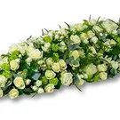 Holandia kwiaty- Pokrowiec na pół trumnę 90-100cm - biało-ziel Bukiet ikiebana
