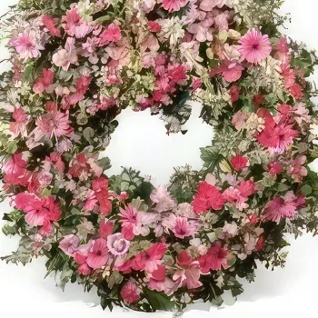Бордо цветя- Вечно спокойствие Розов цветен венец Букет/договореност цвете