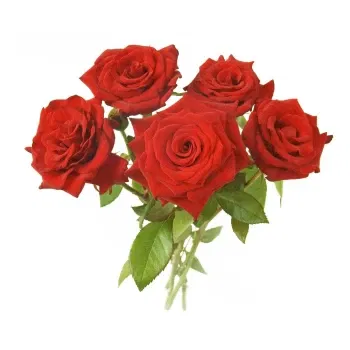 Włochy kwiaty- Bukiet 5 Czerwonych Róż