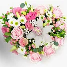 Maria Ponsee flowers  -  White and Pink Funeral Heart Flower Bouquet/Arrangement