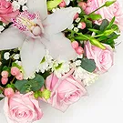 Maria Ponsee flowers  -  White and Pink Funeral Heart Flower Bouquet/Arrangement