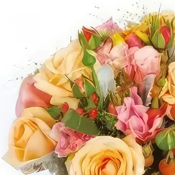 Paríž kvety- Kvetinový aranžmán z rôznofarebných ruží Med Aranžovanie kytice