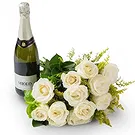 Chile flowers  -  Bouquet of 15 White Roses and Sparkling Wine Flower Bouquet/Arrangement
