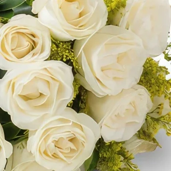 サンパウロ 花- 白いバラとスパークリングワインのブーケ 花束/フラワーアレンジメント