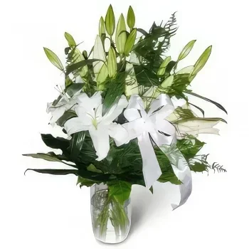 Krakau bloemen bloemist- Wit lint Boeket/bloemstuk