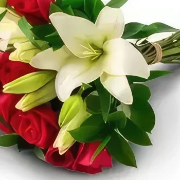 Salvador kukat- Liljojen ja punaisten ruusujen kimppu Kukka kukkakimppu