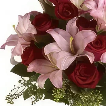 Gothenborg bloemen bloemist- Rood en roze symfonie Boeket/bloemstuk