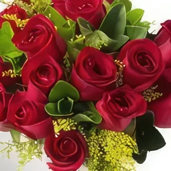 fortaleza kukat- 18 punaisen ruusun ja maljakon lehtien järjes Kukka kukkakimppu