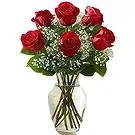 Ad Dilam blomster- 6 røde roser Blomsterarrangementer bukett