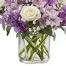 Ad Dilam blomster- Hvite og lilla blomster Blomsterarrangementer bukett